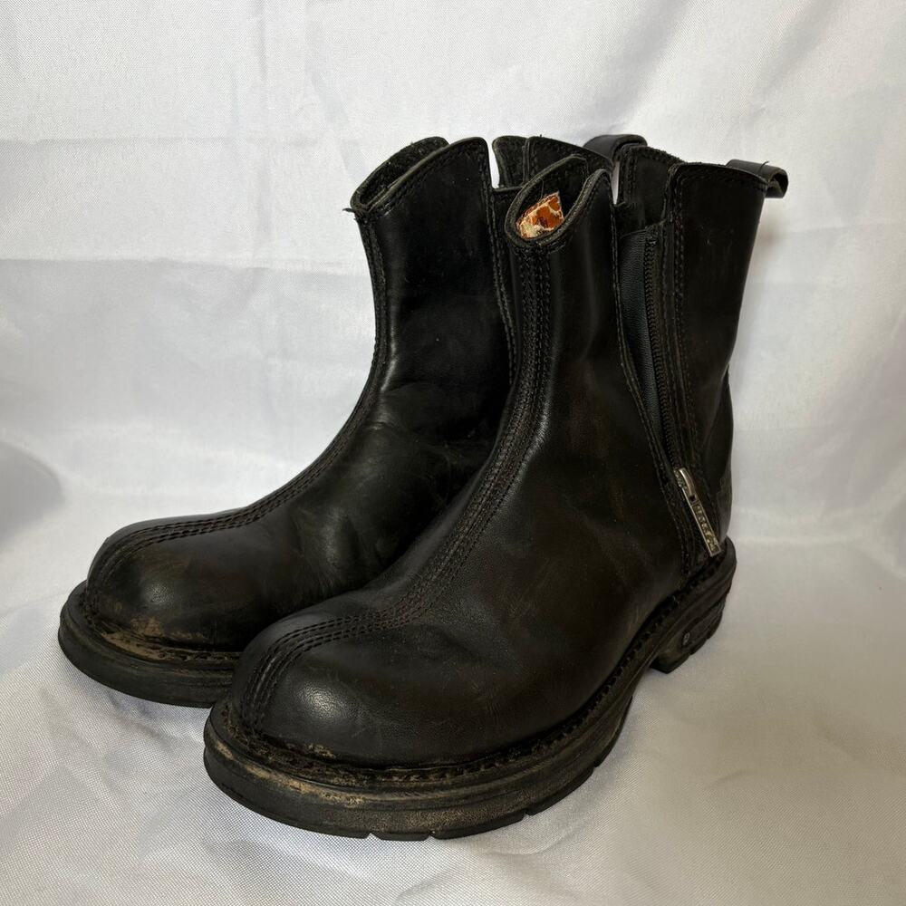 Harley Davidson Black Leather Side Zip Motorcycle Riding Boots Women's 7.5